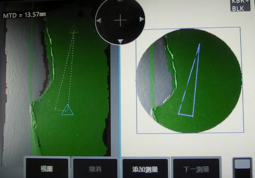 使用韋林工業(yè)內(nèi)窺鏡測量發(fā)動機葉尖掉角